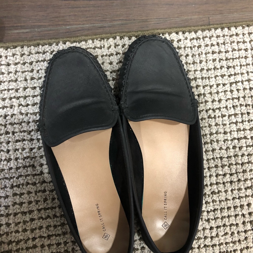 Black leather flat